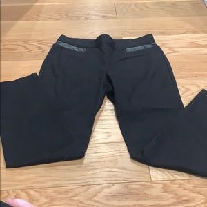 Black ponte leggings with faux leather detail